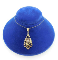 10k Tri-Color Genuine Natural Diamond Flower Pendant with 14k Chain (#J4320)