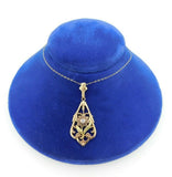 10k Tri-Color Genuine Natural Diamond Flower Pendant with 14k Chain (#J4320)