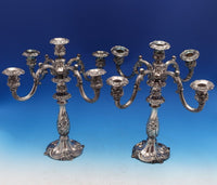 Burgundy by Reed and Barton Silverplate Candelabra Pair 5-Light #74 15" (#8258)