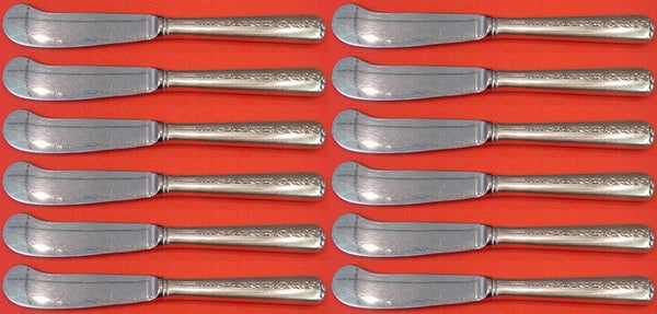 Rambler Rose by Towle Sterling Silver Butter Spreader HH Paddle Set 12 pieces