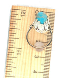 14k Gold Arts and Crafts Genuine Natural Turquoise Ring Applied Leaves (#J5214)