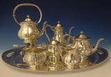 Arthur Stone Sterling Silver Tea Set Tilting Kettle On Cradle w/Tray 7pc #0176