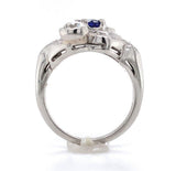 Platinum Blue Genuine Natural Sapphire and Diamond Ring Size 6.25 (#J6392)