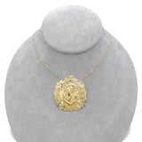14k Gold Art Nouveau Large Figural Woman and Flowers Necklace w/Diamonds #J7432