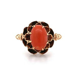 10k Yellow Gold Victorian Genuine Natural Coral Ring (#J5559)