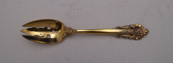 Grande Baroque Gold Accent by Wallace Sterling Pierced Serving Spoon 8 3/4" orig