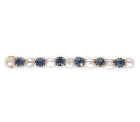 14k Yellow Gold Antique Montana Sapphire and Pearl Bar Pin Jewelry (#J7145)