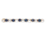 14k Yellow Gold Antique Montana Sapphire and Pearl Bar Pin Jewelry (#J7145)
