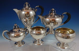 M Fred Hirsch Sterling Silver Tea Set 5pc 3-D Ball #600 #0844 Midcentury Modern