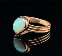 14k Gold Arts and Crafts Handwrought Genuine Natural Opal Ring size 5.5 (#J6348)