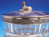 Victorian Silverplate & Cut Glass Biscuit Jar 3-D Sphinx Silber Fleming (#9218)