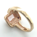 10k Tri-Color Gold Ring with 1.06 Carat Pink Genuine Natural Morganite (#J6465)