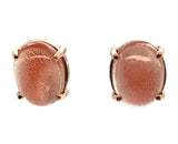 14k Rose Gold Stud Earrings w/ 7.72 Carats TW Genuine Natural Sunstones (#J7538)