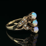 10k Yellow Gold Opal and Seed Pearl Victorian Ring Size 5.75 Jewelry (#J6282)