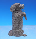 Silverplate Pepper Shaker Form of Dog Brown Glass Eyes Victorian 2 3/4" (#9028)