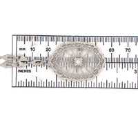 14k White Gold Filigree Genuine Natural Rock Crystal Diamond Necklace (#J6502)