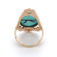 10k Yellow Gold 6.89 Carat Campito Genuine Natural Turquoise Ring  (#J6413)