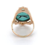 10k Yellow Gold 6.89 Carat Campito Genuine Natural Turquoise Ring  (#J6413)