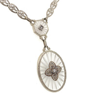14k White Gold Genuine Natural Rock Crystal Quartz Necklace Cast Links (#J5936)