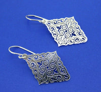 935 Sterling Diamond Shaped Laser Cut Earrings (#J4406)