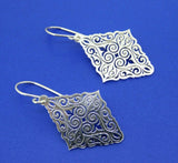 935 Sterling Diamond Shaped Laser Cut Earrings (#J4406)