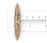 14k Yellow Gold Victorian Seed Pearl Flower Bar Pin with Applied Leaves (#J6738)
