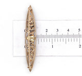 14k Yellow Gold Victorian Seed Pearl Flower Bar Pin with Applied Leaves (#J6738)