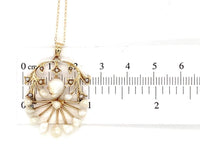 14k Yellow Gold Art Nouveau Pendant with Mississippi Pearls (#J6165)