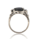 12k White Gold Genuine Natural Black Star Sapphire and Diamond Ring (#J7004)