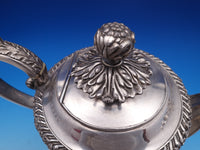 Gadroon by Unknown Silverplate Tea Pot w/ Chrysanthemum Finial Lion Feet (#8296)