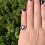 12k White Gold Genuine Natural Black Star Sapphire Diamond Ring Size 4.25 #J7004