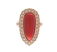 18k Rose Gold 12.05ct Genuine Natural Coral Ring with .32ct Diamonds (#J6180)