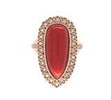 18k Rose Gold 12.05ct Genuine Natural Coral Ring with .32ct Diamonds (#J6180)
