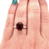 14k Gold Asscher Cut 4.45ct Genuine Natural Raspberry Tourmaline Ring (#J5842)
