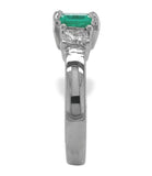 14k White Gold .90ct Columbian Genuine Emerald Diamond Ring w/Report (#J7166)