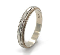 14k White Gold Men's Wedding Band with Beaded Edge Size 11 Ring (#J6645)