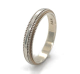 14k White Gold Men's Wedding Band with Beaded Edge Size 11 Ring (#J6645)