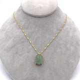 14k Yellow Gold Jadeite Jade Pendant with Bar Link Chain Jewelry (#J6223)