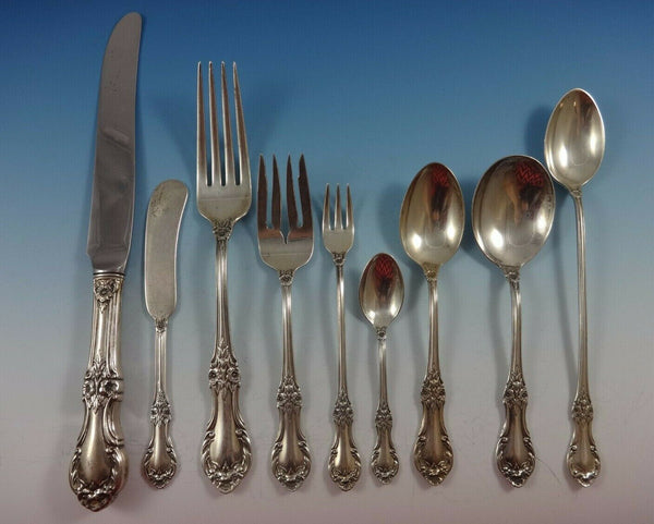 Wild Rose by International Sterling Silver Flatware Service 8 Set Dinner 76 Pcs