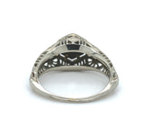 Art Deco 18k White Gold Filigree .16ct Genuine Natural Diamond Ring (#J6182)