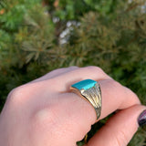 Vintage 14k Gold Men's 2.81 Carat Genuine Natural Turquoise Ring (#J6539)