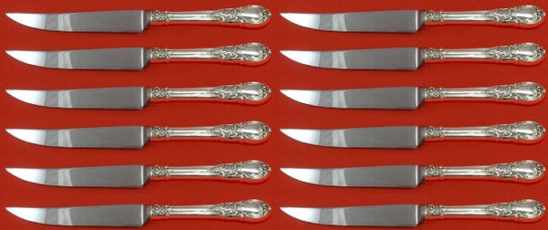 American Victorian by Lunt Sterling Silver Steak Knife Custom Set 12 pcs 8 1/2"