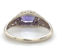14k White Gold 1.43 Carat Purple Genuine Natural Sapphire Filigree Ring (#J7174)
