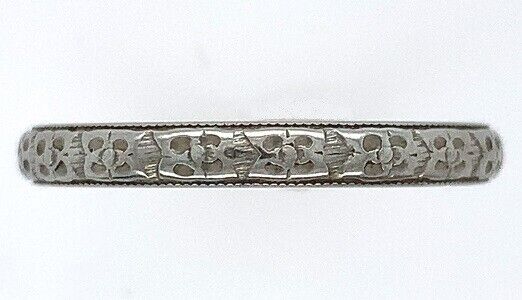 18k Gold Wedding Band Ring Floral Pattern Engraved Dated 1929 Size 7 (#J5902)