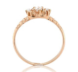 Victorian 10k Rose Gold Ring w/Rose Cut Genuine Natural Diamonds Size 7 (#J6603)