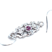 14k White Gold Genuine Natural Ruby Filigree Leaf Dangle Earrings (#J5277)