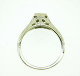 Art Deco 18k White Gold Genuine Natural Diamond Filigree Ring .10ct (#J738)
