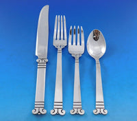 Aztec Column by Pedro Castillo Mexican Taxco Sterling Silver Flatware Set 48 pcs