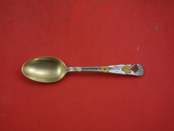 Lap Over Edge Enameled By Tiffany Sterling Demitasse Spoon w/ Fall Leaves 4 3/8"