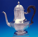 Buccellati Sterling Silver Tea Set 5pc Coffee, Tea, Sugar, Creamer, Tray (#8934)
